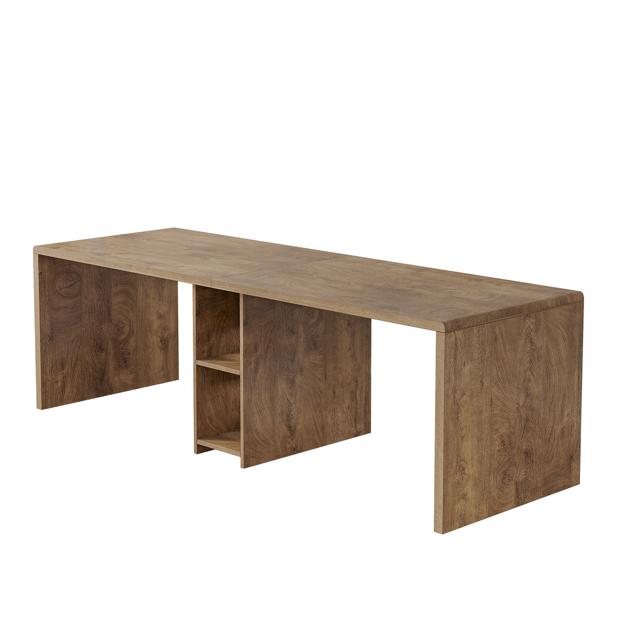 79" Double Desk for 2, Long Two Person Computer Desk with Shelves, Home Office