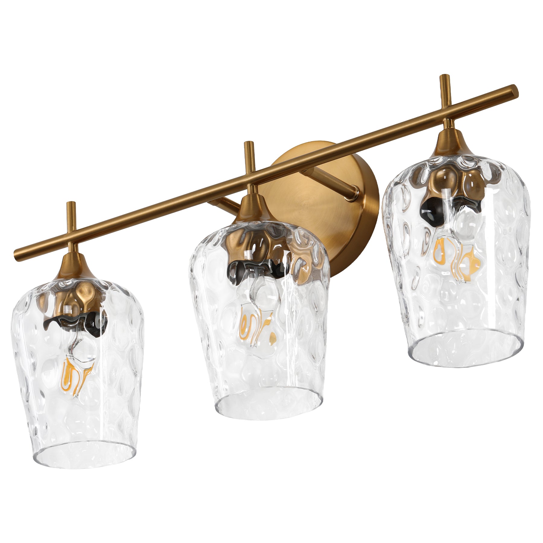 3-Light Bathroom Vanity Light, Modern Wall Sconce with Water Ripple Clear Glass Shades