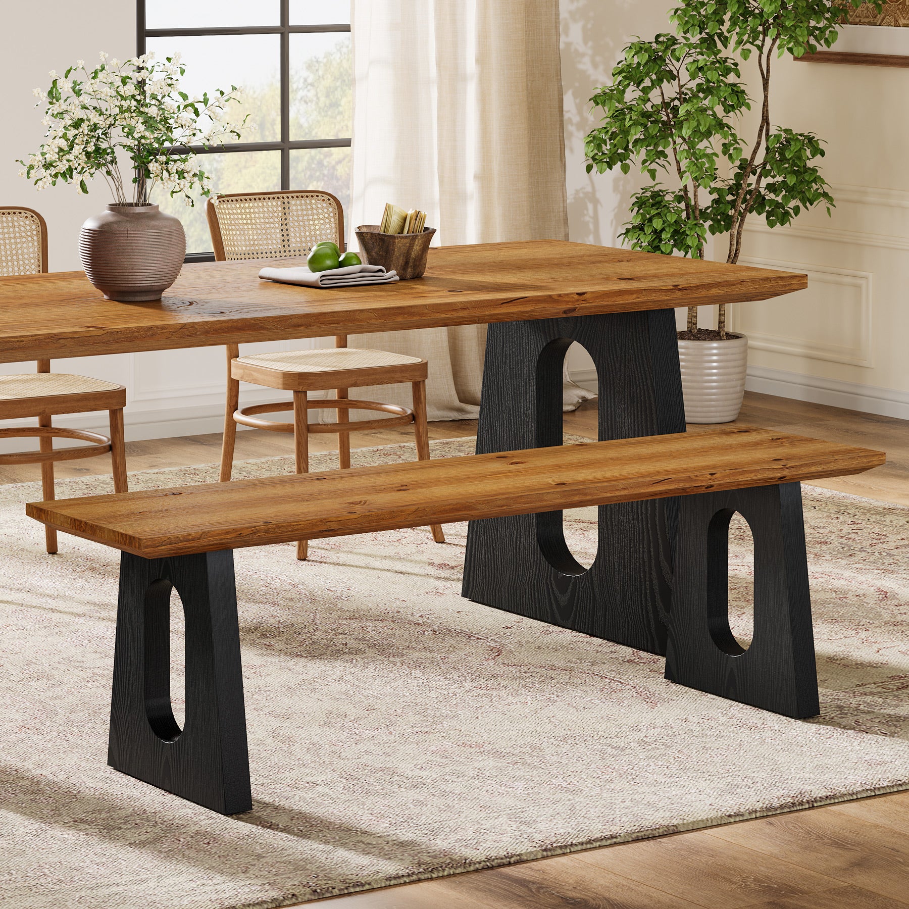 Solid Wood Dining Bench, 47" Kitchen Dining Seat for Dining Room