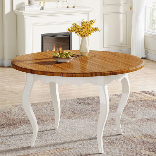 47" Dining Table, Wood Circle Kitchen Dinner Table for 4-6