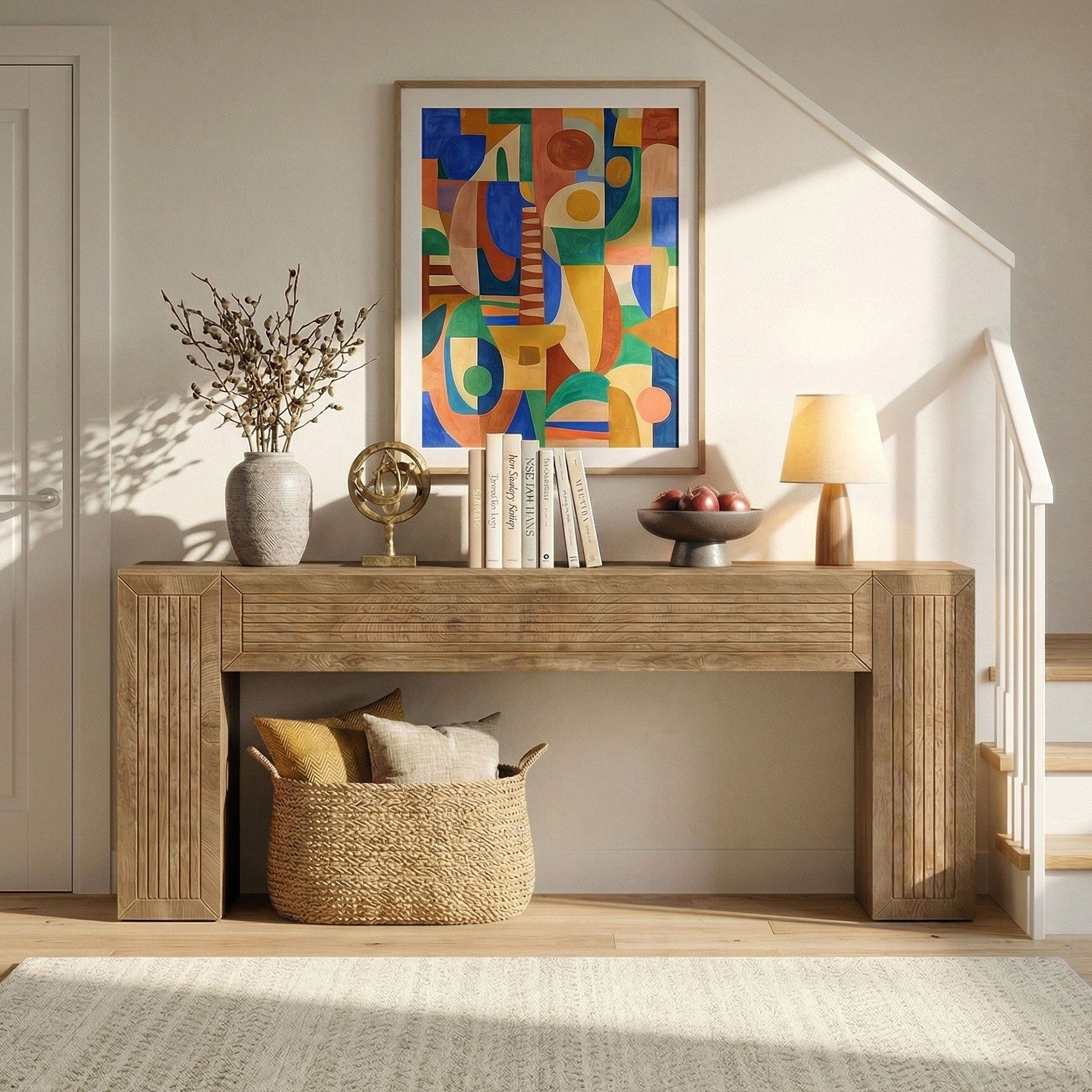 79" Extra Long Console Table, Modern Farmhouse Entryway Sofa Table with Fluted Legs