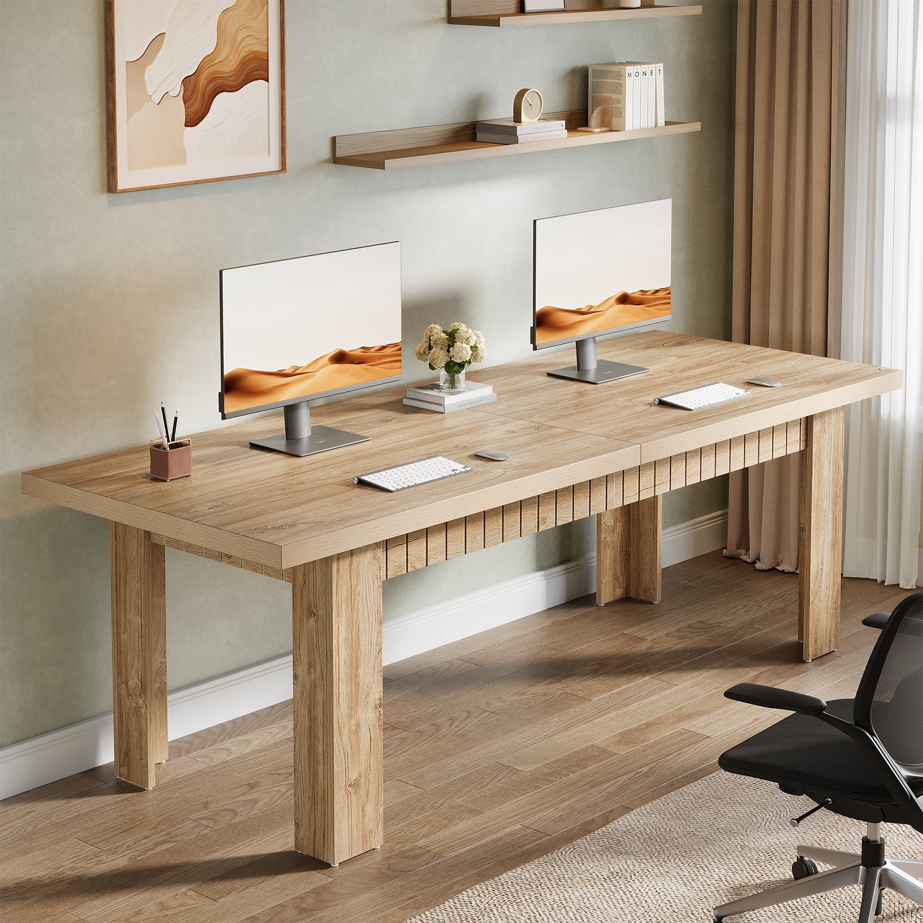 79" Two Person Desk, Large Double Computer Desk for Home Office