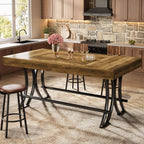 63" Bar Pub Table, Counter Height Kitchen Dining Table with Metal Footrest