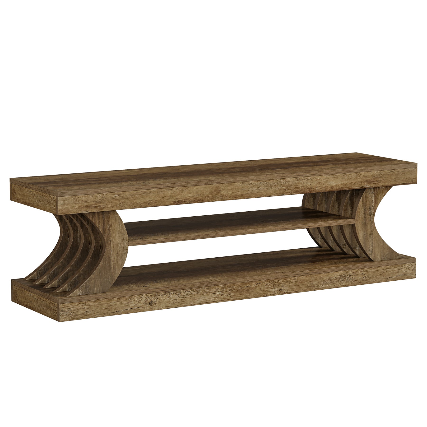 63" Modern TV Stand, C-Shaped 3-Tier Entertainment Center for 55/65/70 Inch TVs
