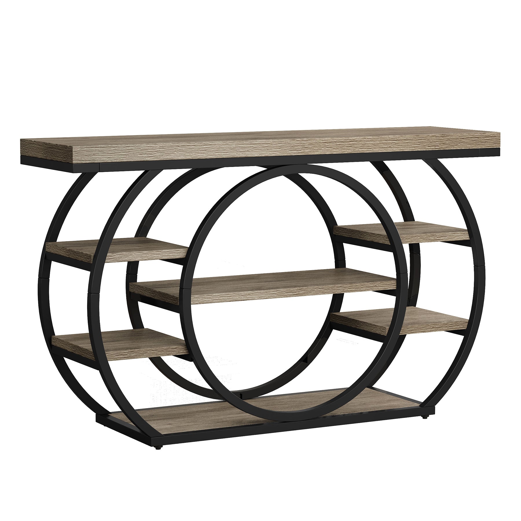 47.24" Console Table, 5-Tier Industrial Sofa Table with Metal Frame