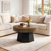 31.5" Round Coffee Table, octagonal base Tea Table for Living Room 3