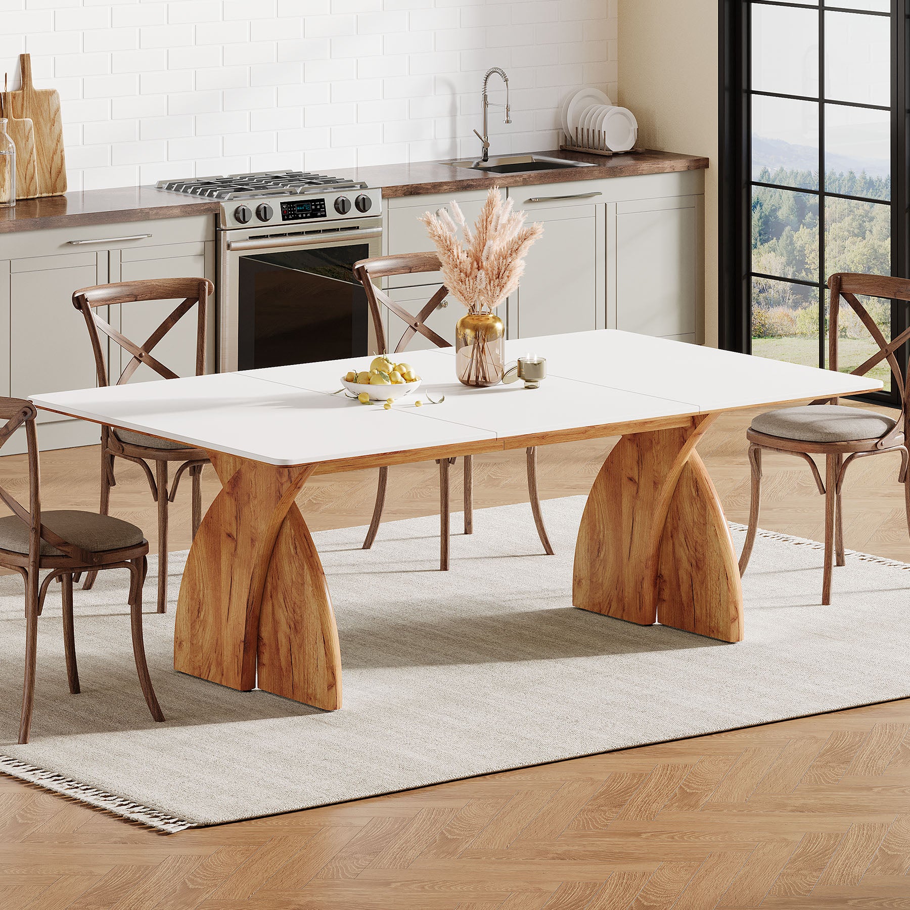 63" Dining Table for 6, Modern Kitchen Table with Heavy Duty Legs for Dining Room