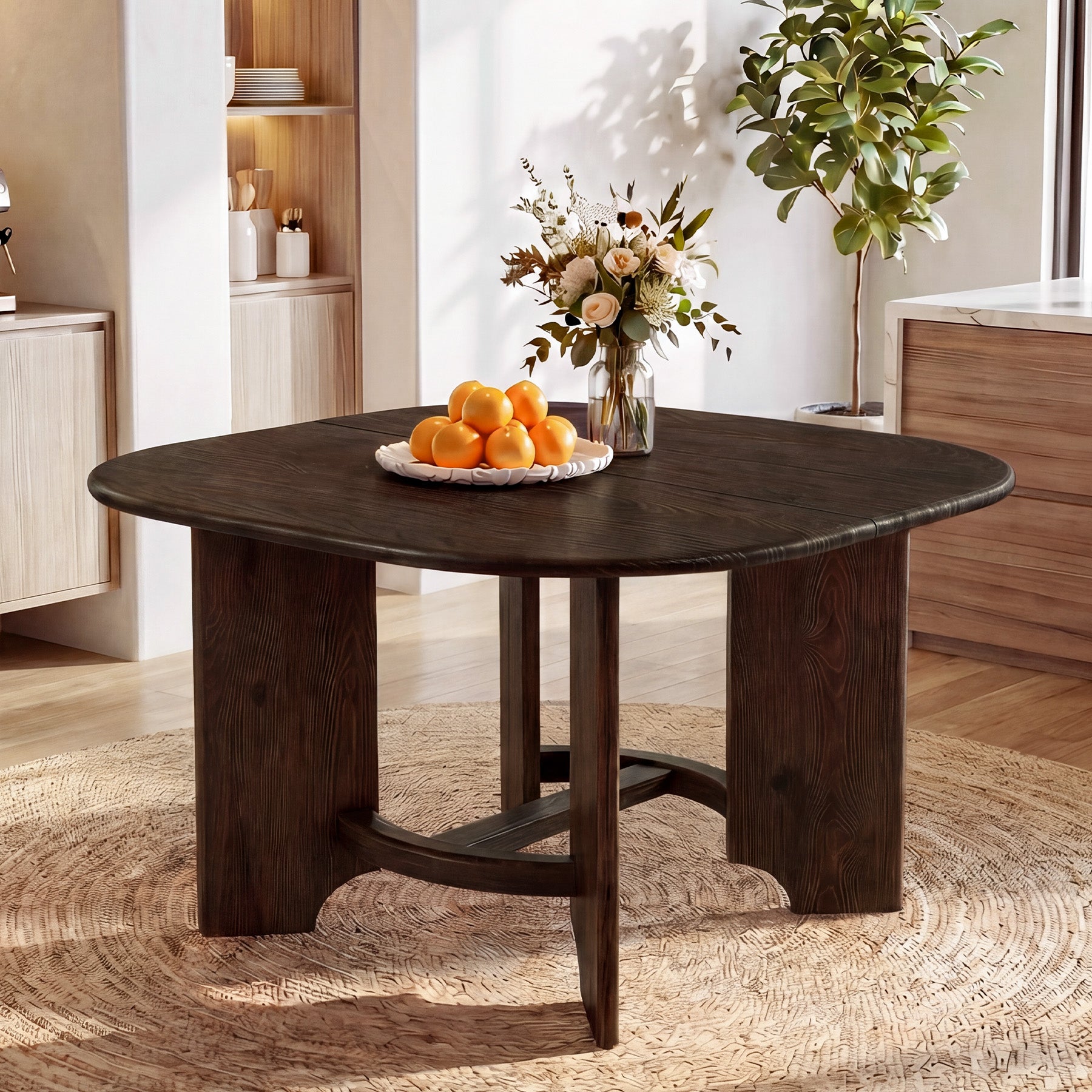 47" Solid Wood Square Dining Table for 4, Farmhouse Kitchen & Dining Room Table