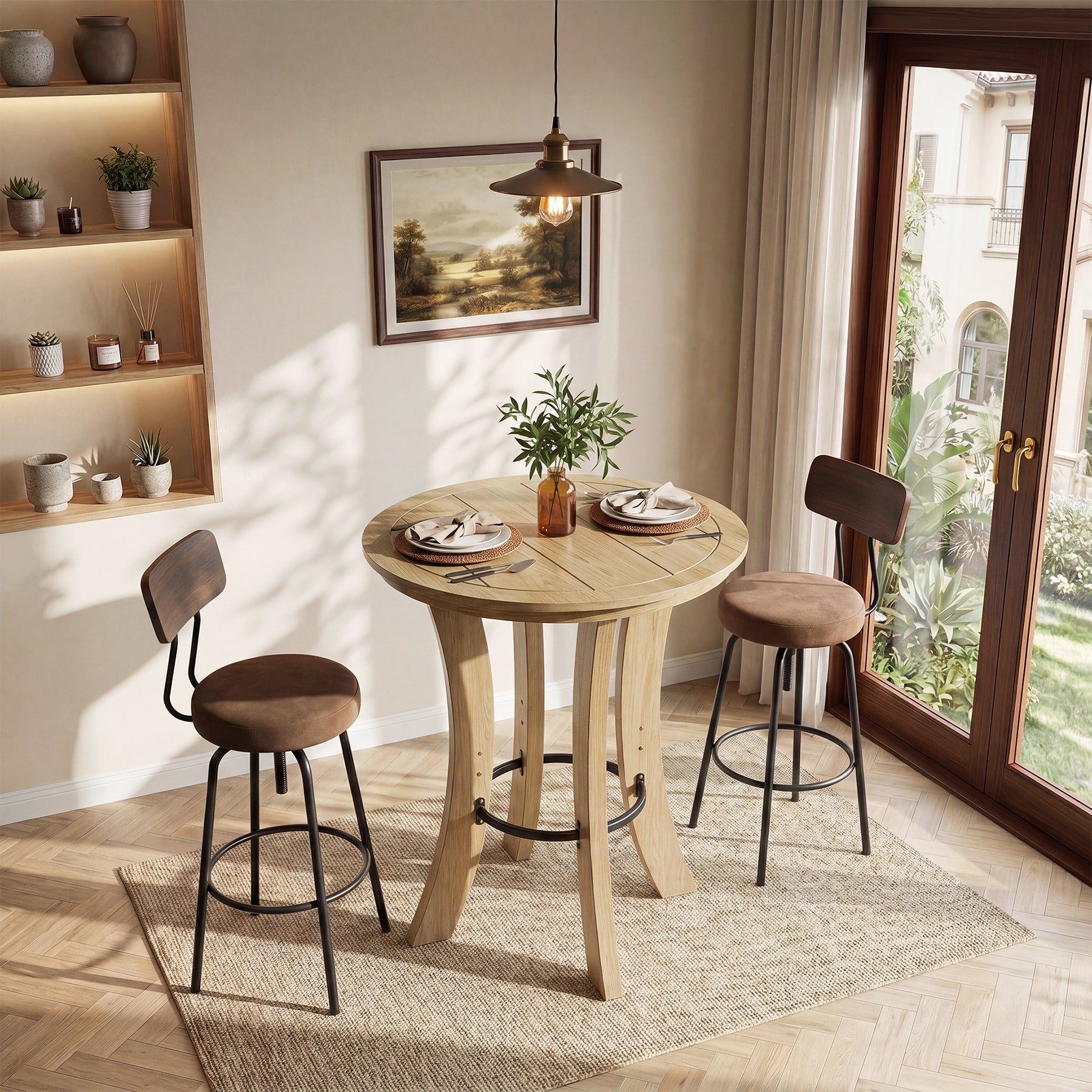 Tribesigns 39.4-Inch Round Bar Table, Wood Pub Table for Small Spaces