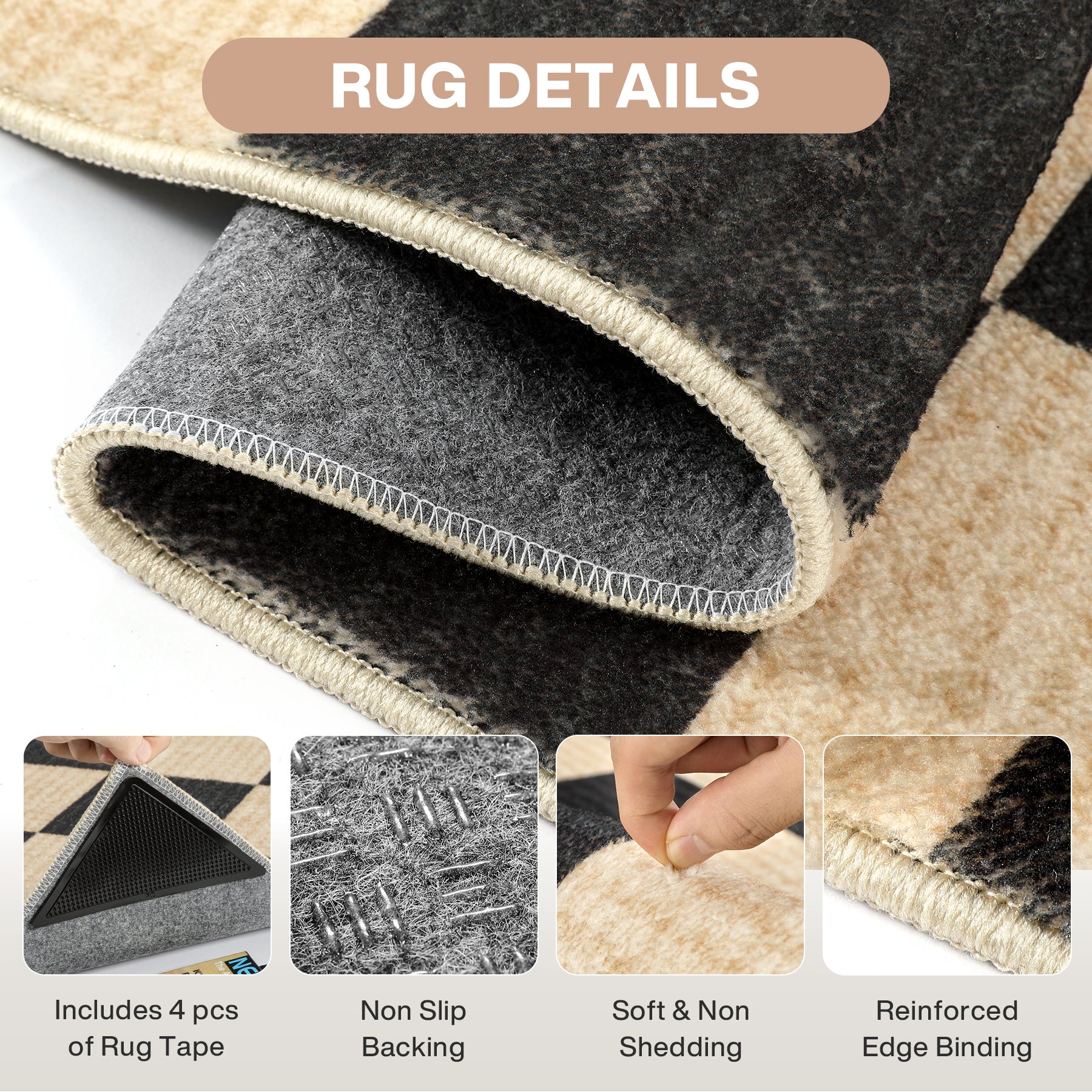 5x7/8x10 Large Geometric Area Rugs, Soft Washable Rug for Bedroom Non-Slip