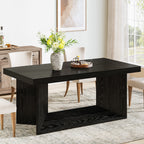 63" Dining Table, Farmhouse Kitchen Table with Heavy Duty Pedestal  for 4-6