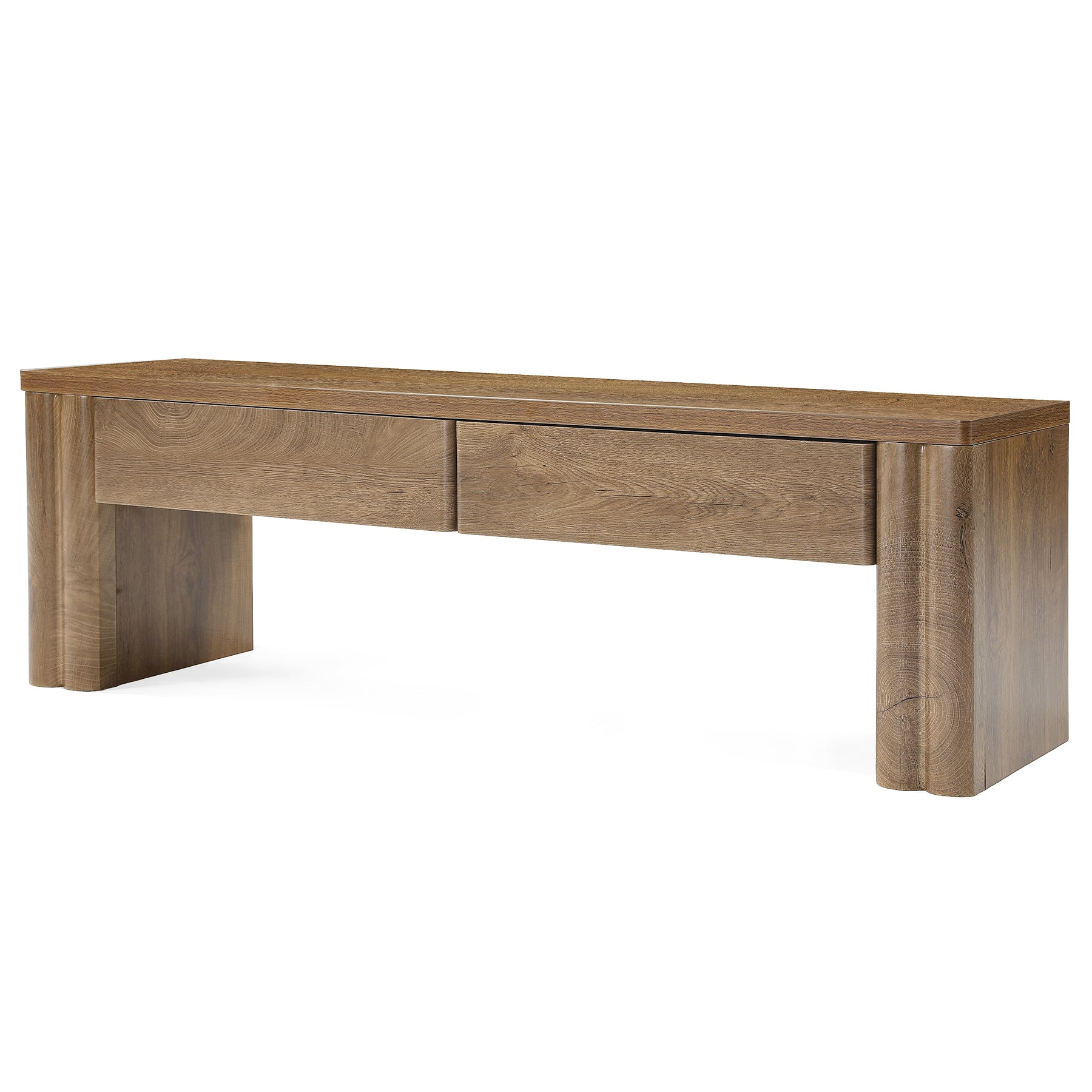 55" Entryway Bench with 2 Storage Drawers, Modern End of Bed Bench with Thick Legs