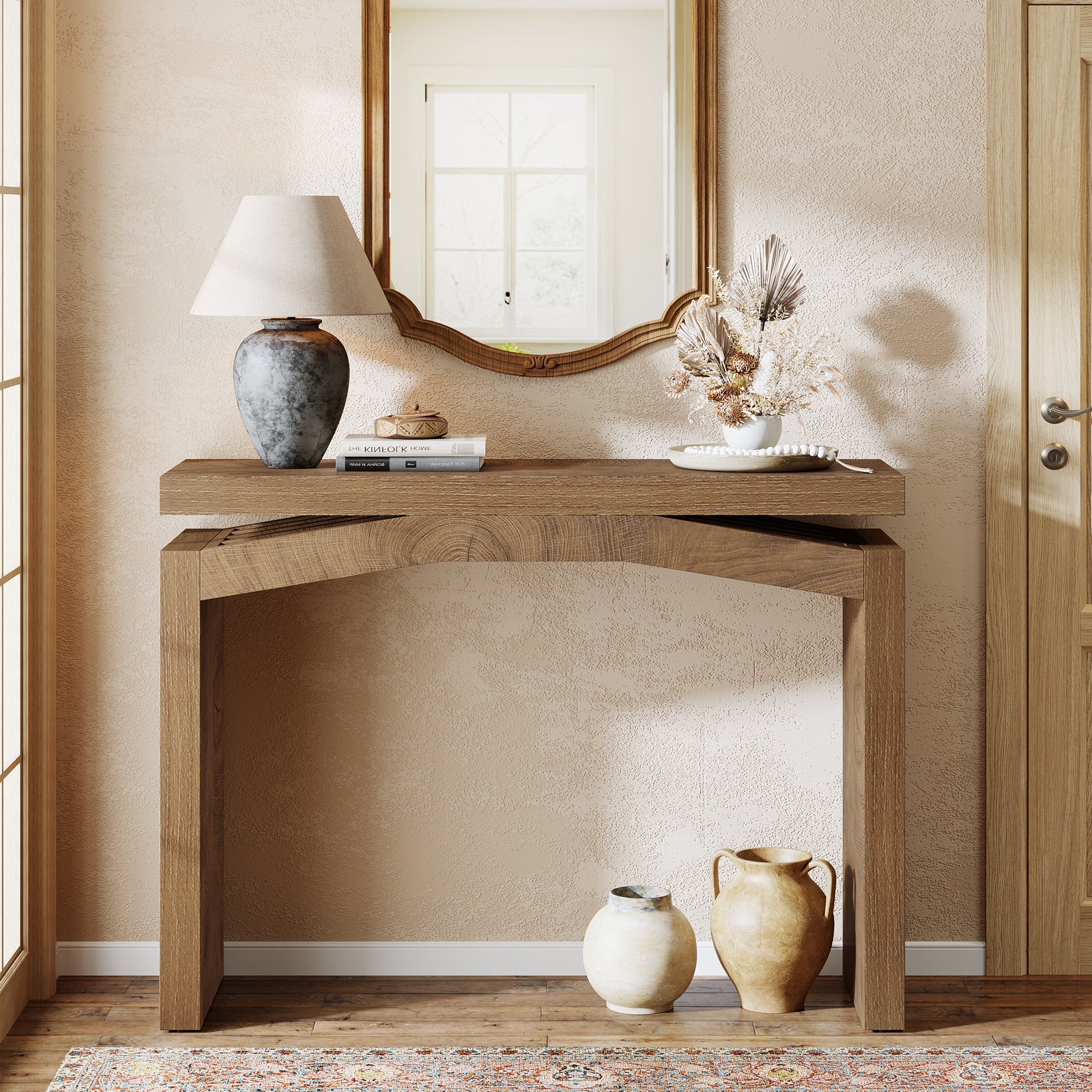 40" Farmhouse Console Table, Narrow Entryway Sofa Table with Hollow Design for Hallway, Foyer, or Living Room