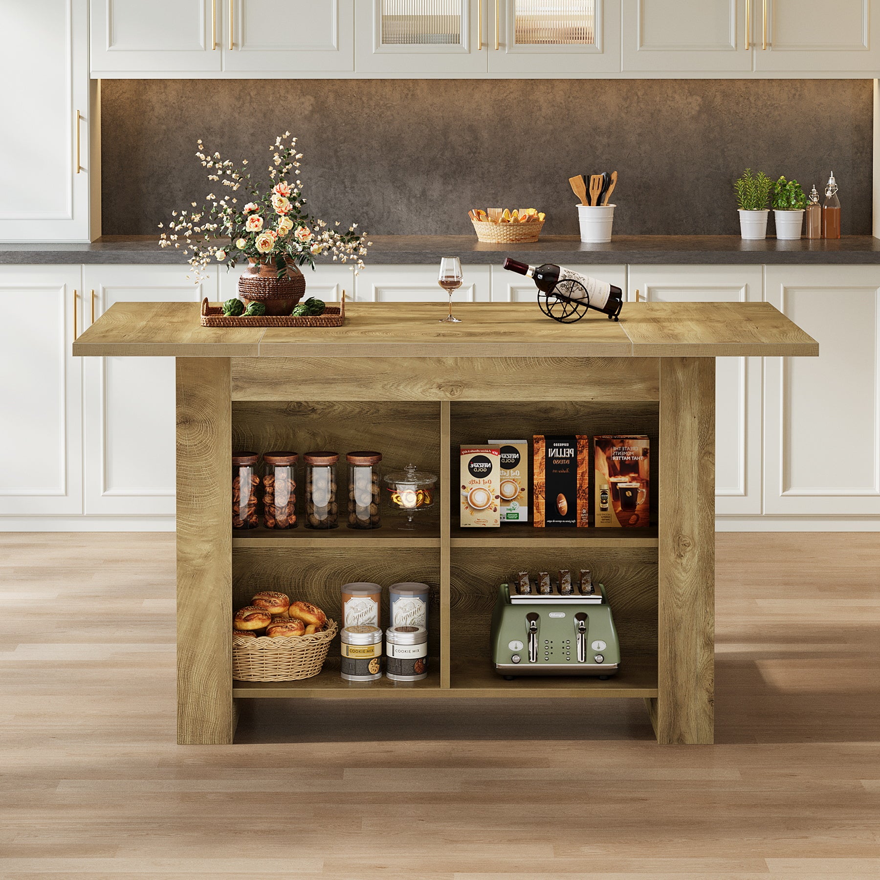 63" Kitchen Island with Storage - Thumbnail 4
