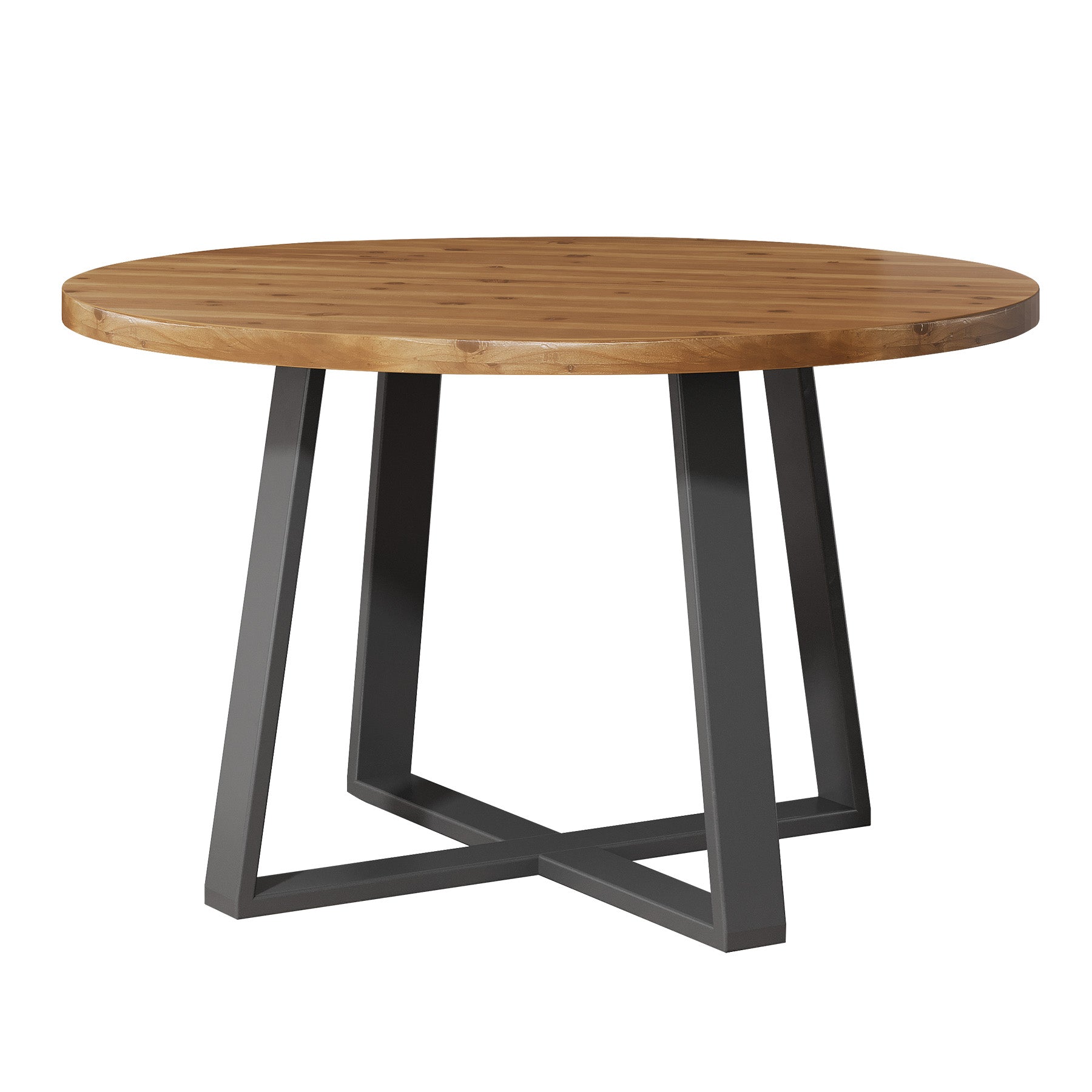 47" Solid Wood Dining Table, Farmhouse Round Kitchen Table for 4-6 People
