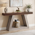 Farmhouse Console Table, 55" Sofa Table with Storage