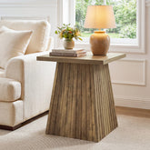 19.7" Square End Table, Modern Rustic Side Table with Fluted Base for Small Space 3