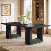 Rectangle Dining Table for 6-8, 63" Kitchen Table with Geometric Frame 3