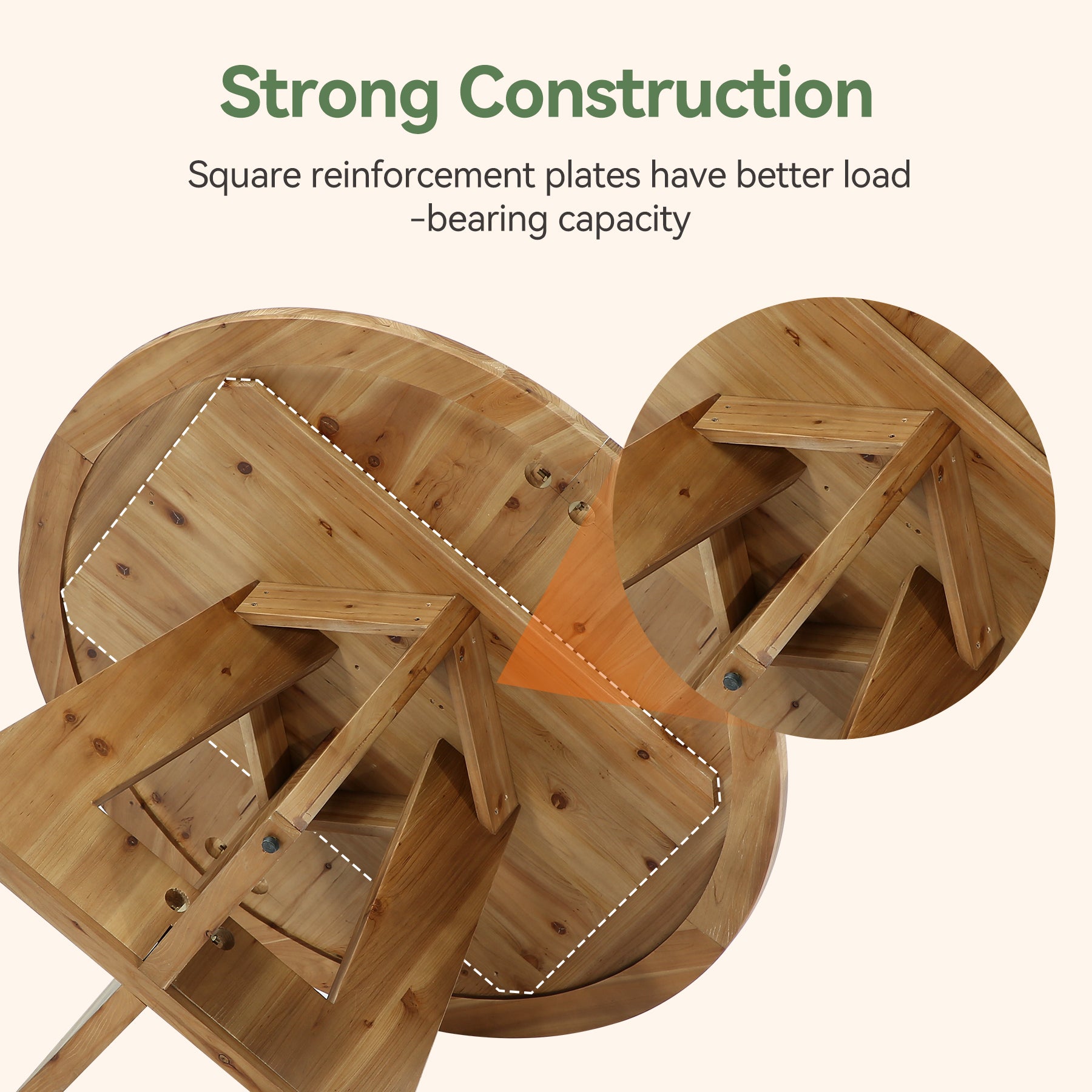 Solid Wood Round Dining Table, 47" Farmhouse Kitchen Table for 4-6