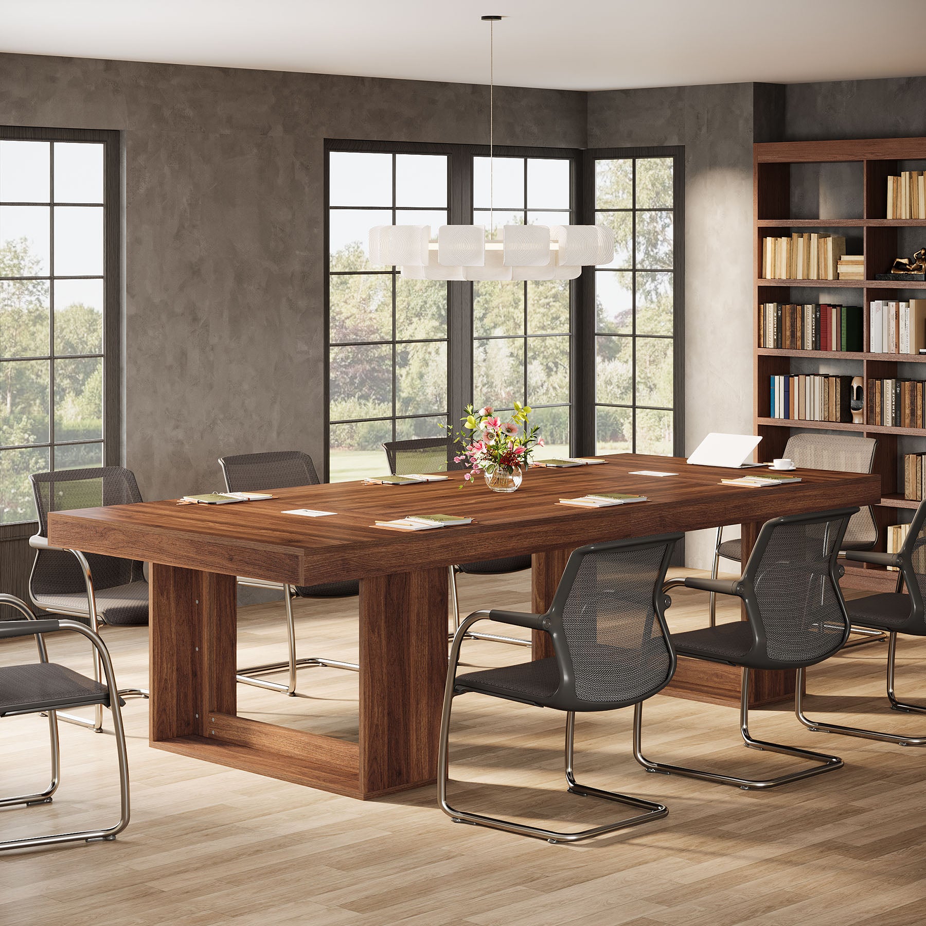 8FT Conference Table, 94.5" Meeting Table with 2 Cable Grommet  for 8-10