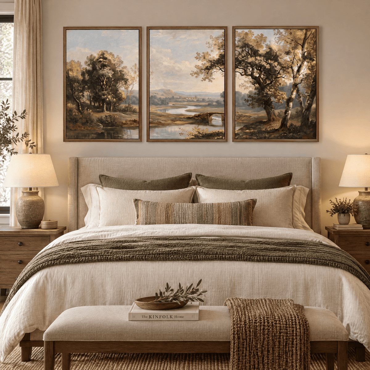 Tribesigns Vintage Pastoral Triptych, Classic Landscape Wall Art