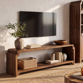 55.12" Solid Wood TV Stand for TVs up to 60", Farmhouse Media Console with Storage Shelves 3