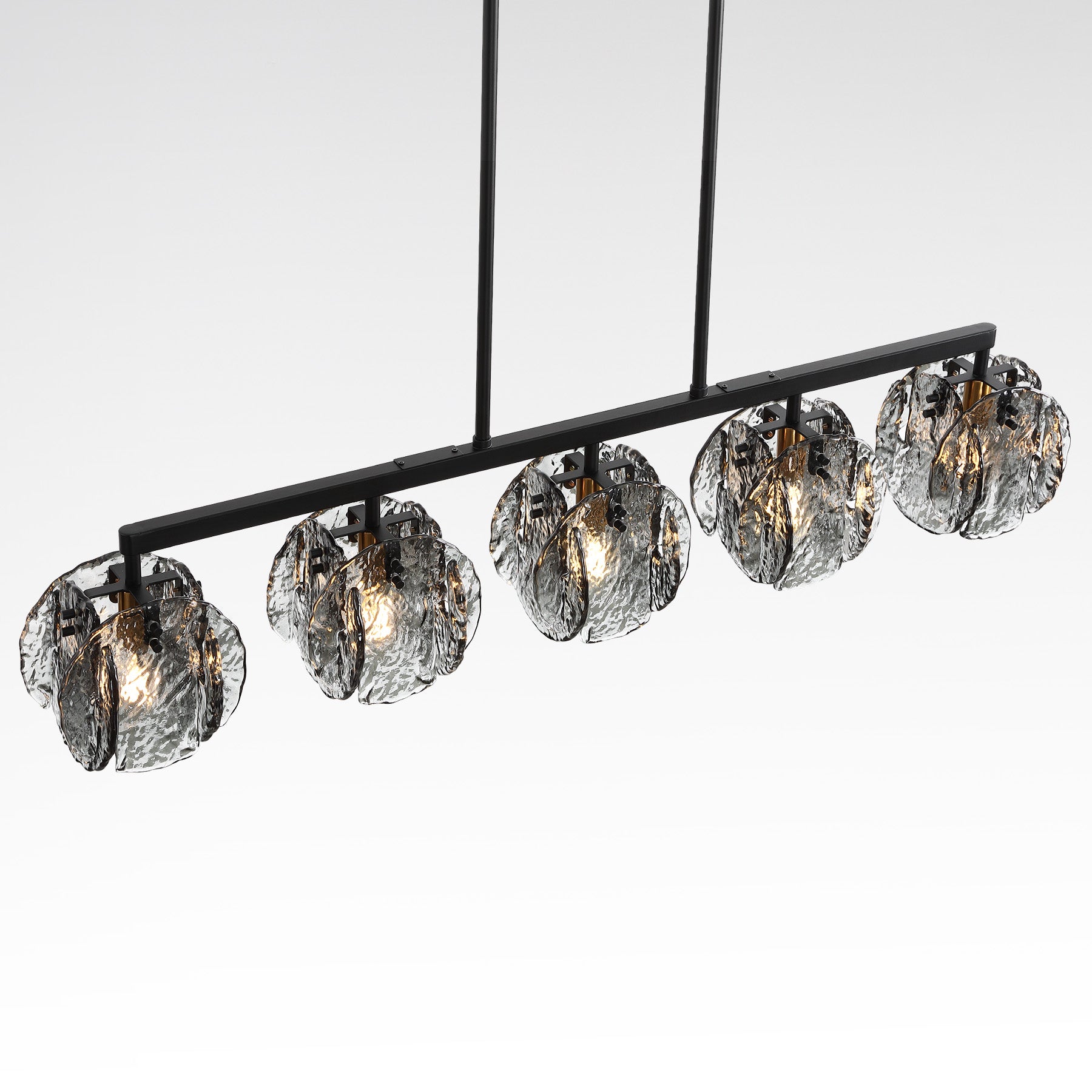 5-Light Dining Room Light Fixture, Luxury Linear Chandelier with Adjustable Height