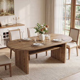 63" Solid Wood Dining Table for 6, Oval Kitchen Table with Storage for Dining Room 3