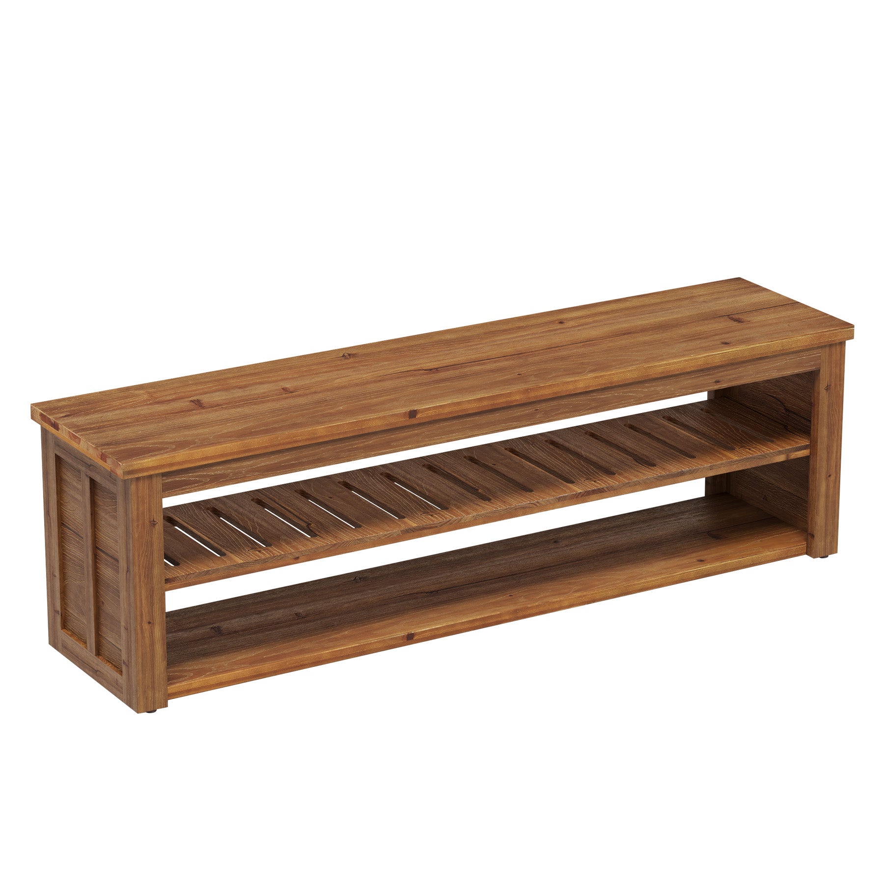 Solid Wood Entryway Bench, 63" Farmhouse Shoe Bench End of Bed Bench with Storage