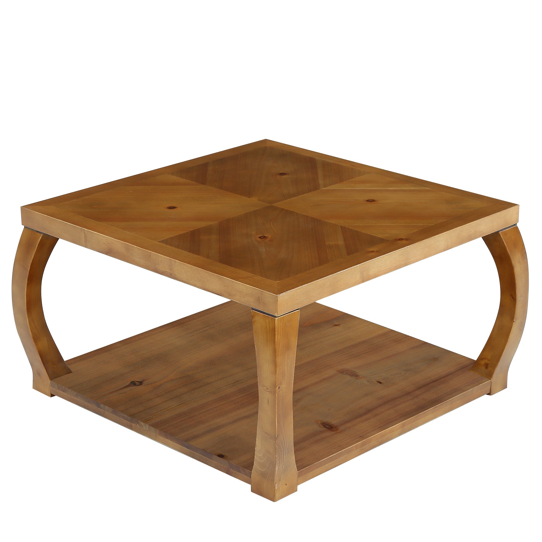 Square Solid Wood Coffee Table, 31.5" Center Table With Storage