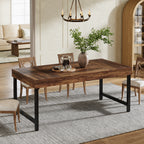 Farmhouse Dining Table, 55" Rectangular Kitchen Dinner Table  for 4-6 People