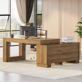 63" Computer Desk, L-shaped Executive Desk with Storage Cabinets 3