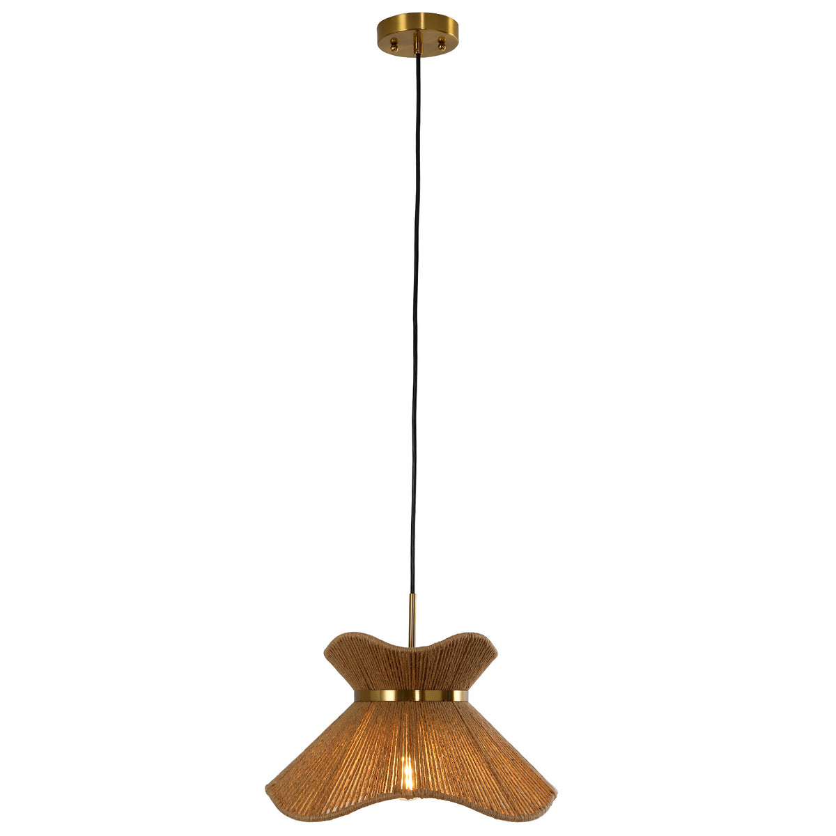 15.75" Farmhouse Rattan Pendant Light, Woven Boho Chandelier