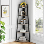 5-Tier Corner Bookshelf, 70" Tall Corner Shelves Plant Stand for Living Room