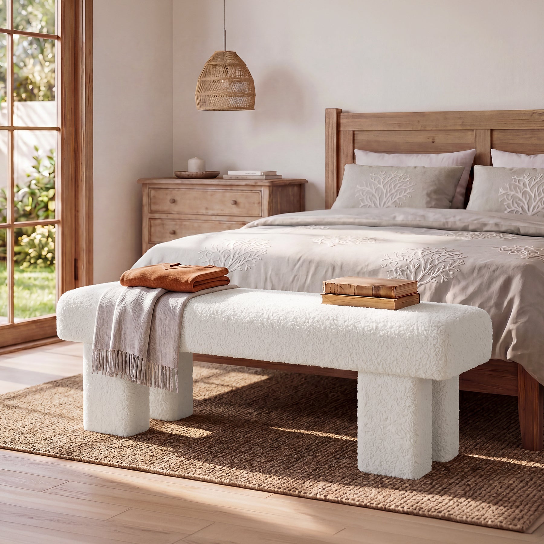59" Entryway Bench, Modern Upholstered Ottoman Shoe Bench