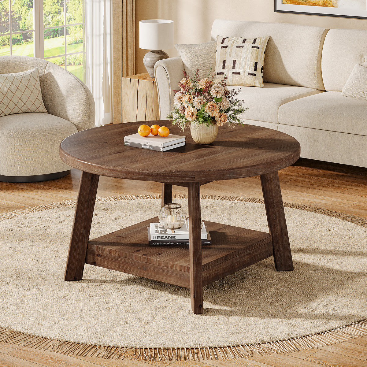 Solid Wood Coffee Table with Angled Legs