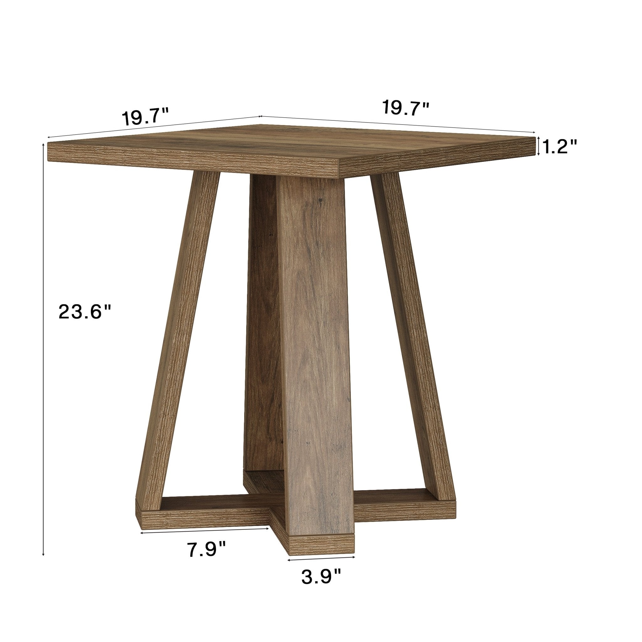 19.7" Farmhouse End Table, Cross Leg Square Side Table for Living Room