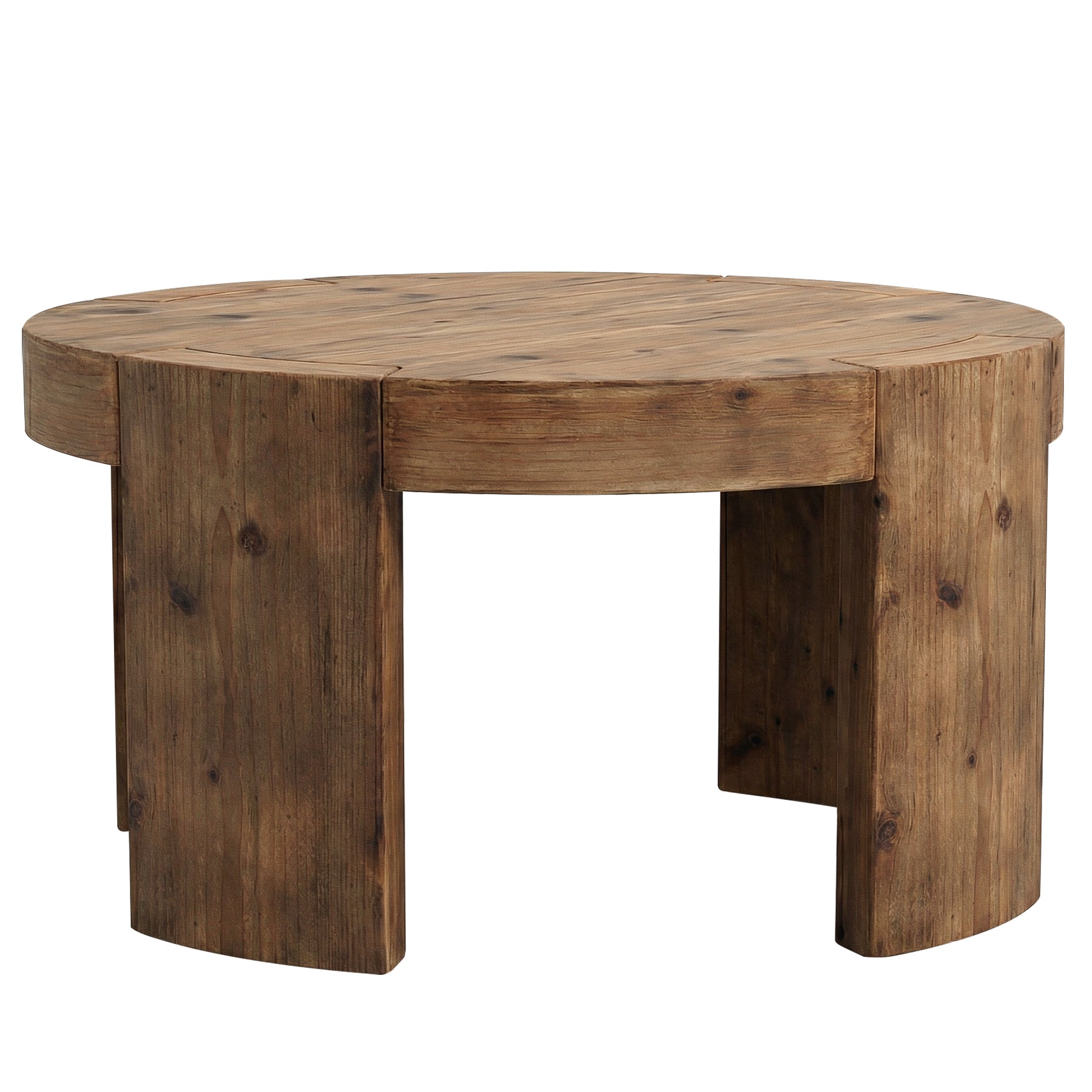 31.5" Round Coffee Table, Solid Wood Farmhouse Center Cocktail Tea Table for Living Room
