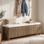 55.12" Upholstered Entryway Storage Bench, Farmhouse Shoe Bench with 4 Cabinet Doors