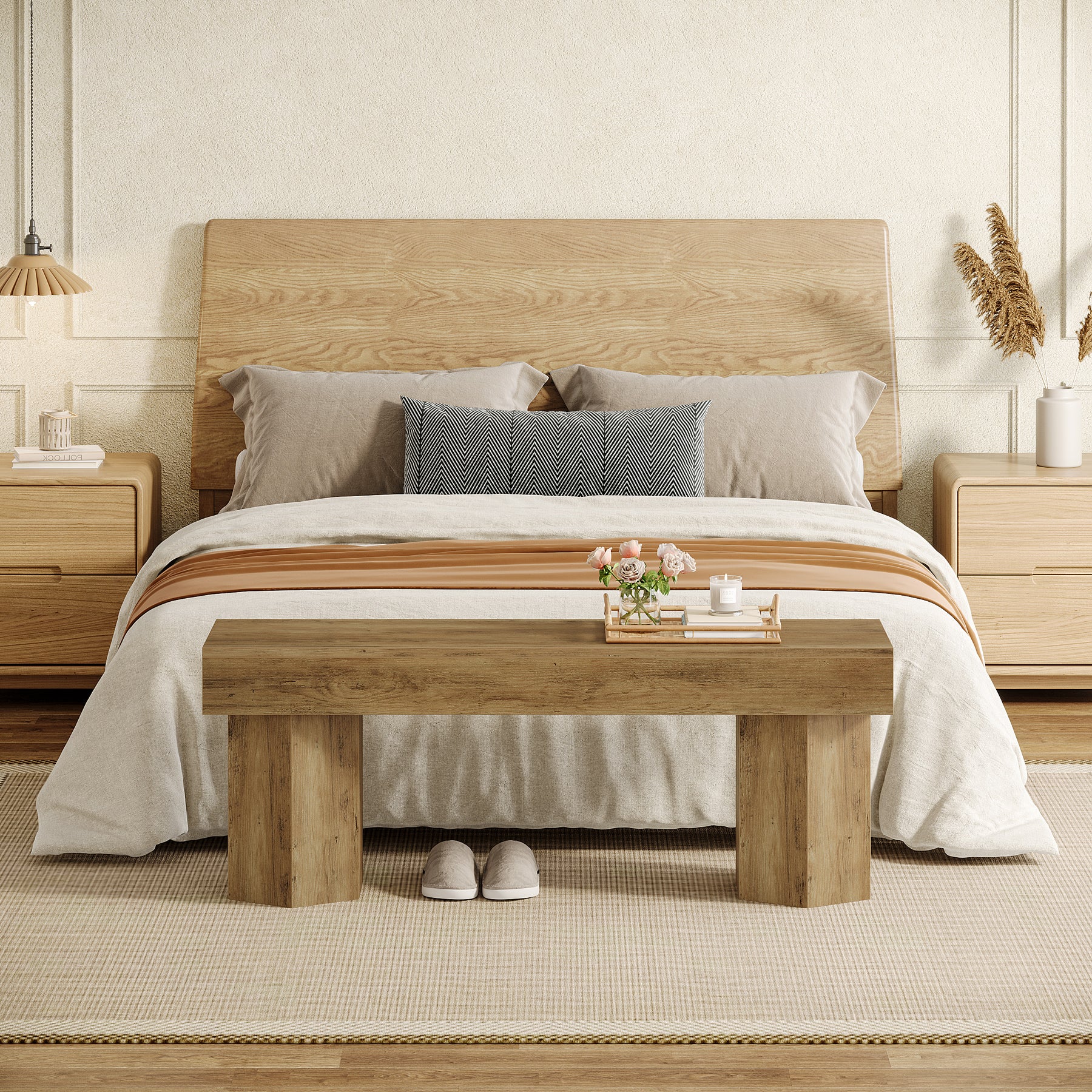 Wooden Dining Seat, 41" End of Bed Bench for Indoor Space