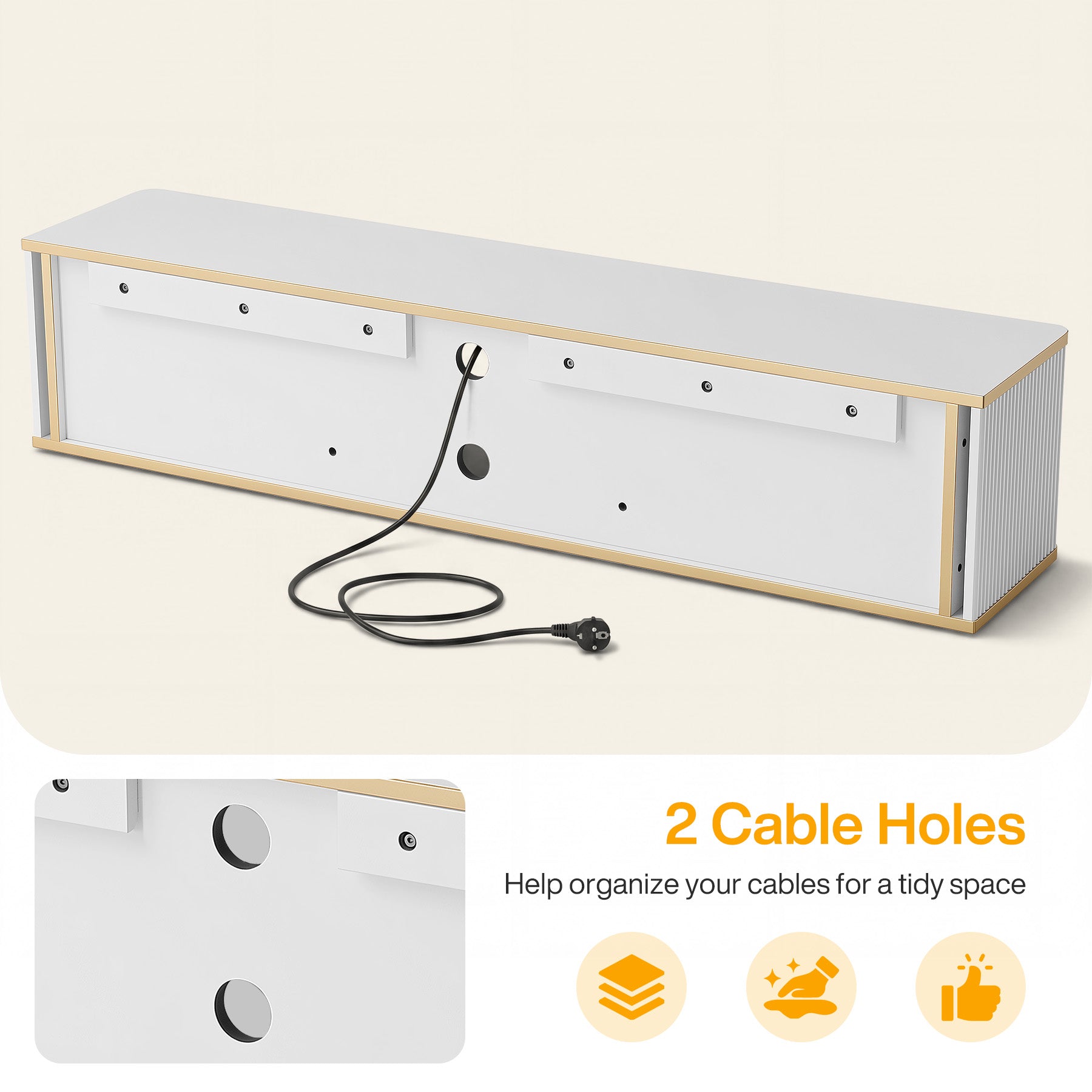 55" Floating TV Stand with 2 Drawers, Wall Mounted Entertainment Center for Living Room