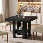31.5" Dining Table, Square Kitchen Table with Shelf Storage for 4