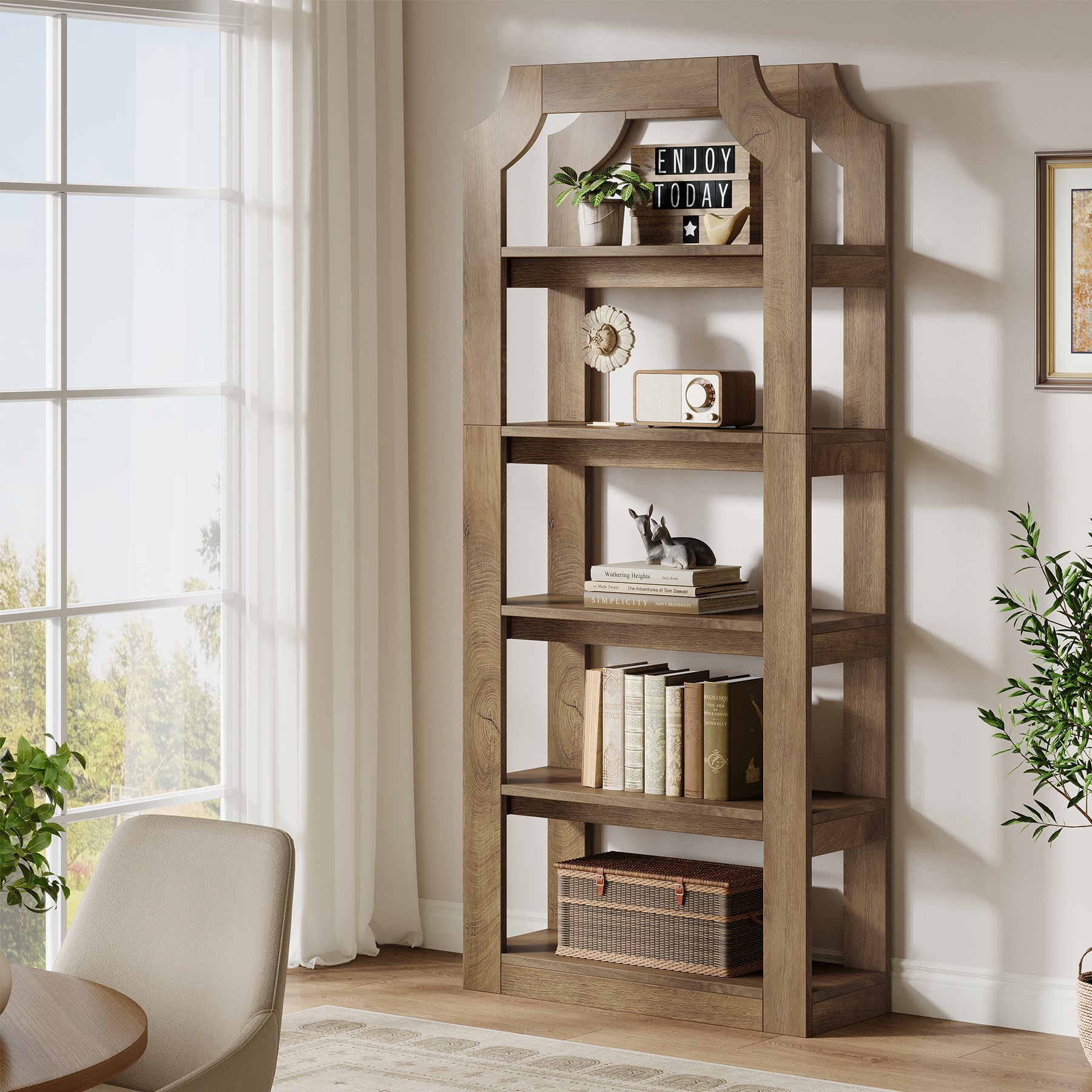 5-Tier Bookshelf, 70.9" Freestanding Bookcase with Open Storage Shelves