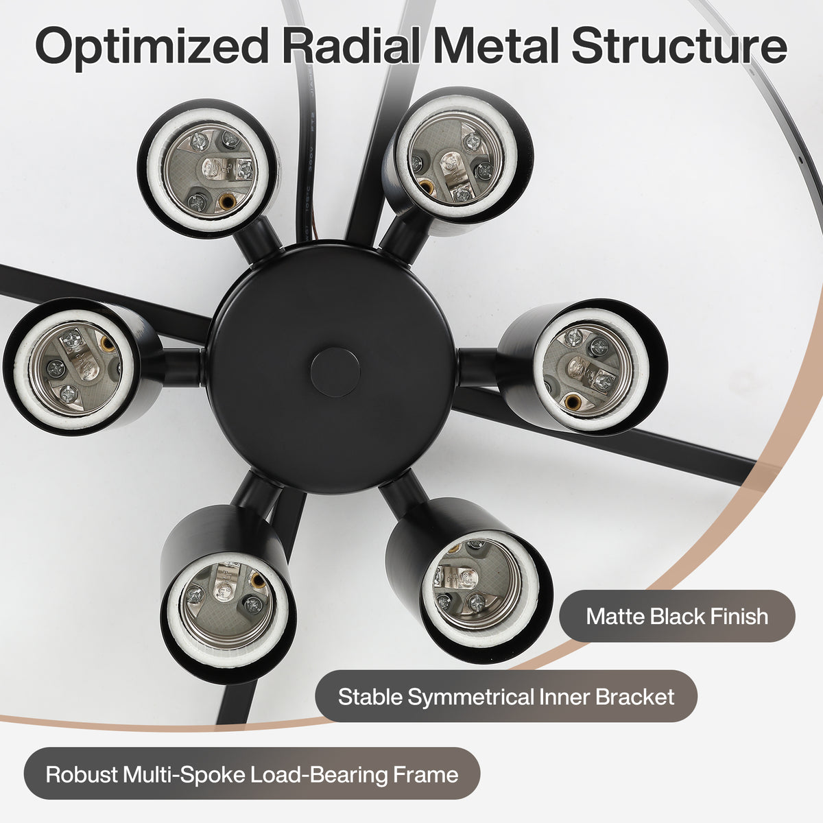 20" Modern Crystal Chandelier, 6-Light Black Pendant Light with Amber Crystal