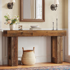 63" Console Table, Rectangular Sofa Table with Thick Legs Behind Couch
