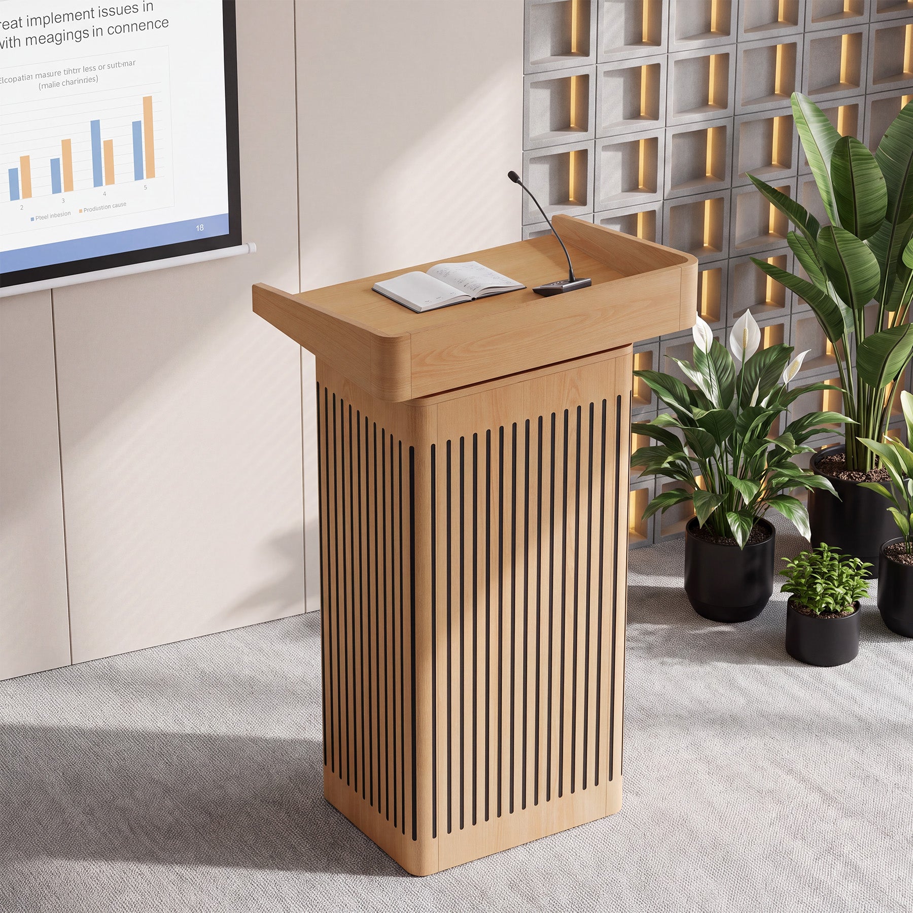 Small Reception Desk, Modern Front Counter Table with 2-Tier Shelf & Cable Hole for Office Salon