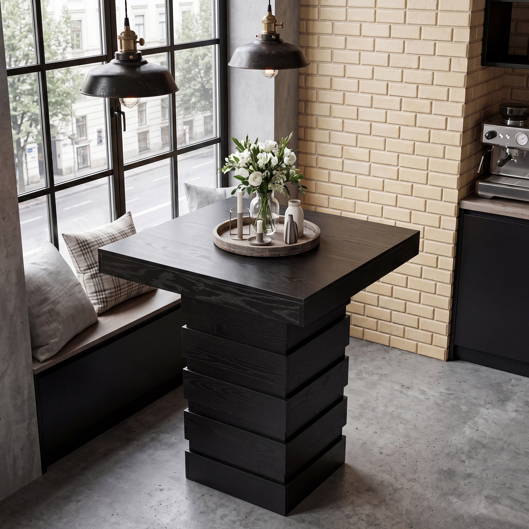 Tribesigns 37.4-Inch Bar Height Table, Square Pub Table with Block Base for Kitchen Nook Living Room