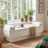 59.8-Inch Upholstered End of Bed Bench, Sherpa Entryway Bench 3