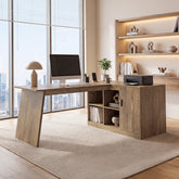 L-Shaped Desk, 66" Computer Desk with Shelves and Storage Cabinet for Home Office 3