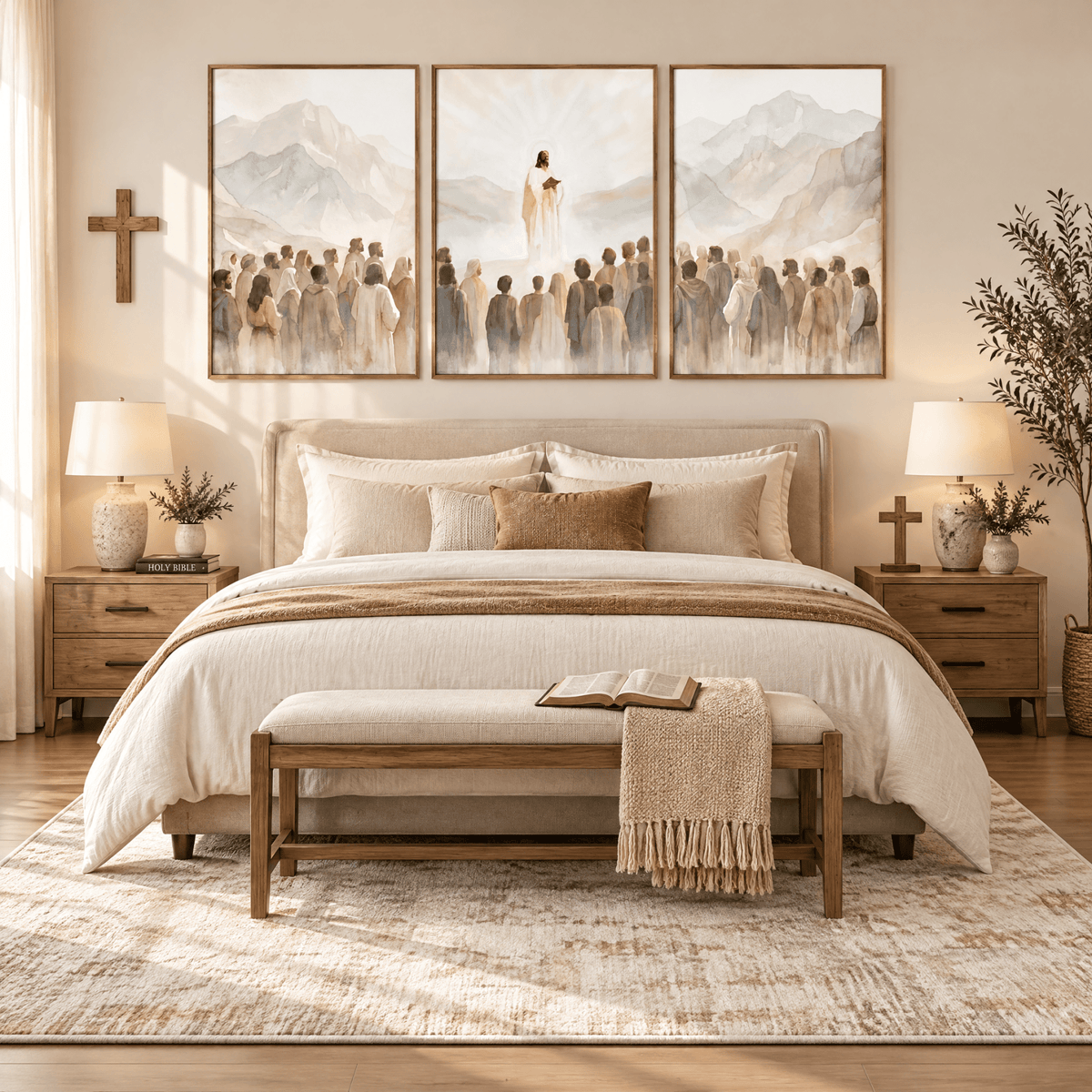 3-Piece Christian Mountain Wall Art, Framed Canvas Prints